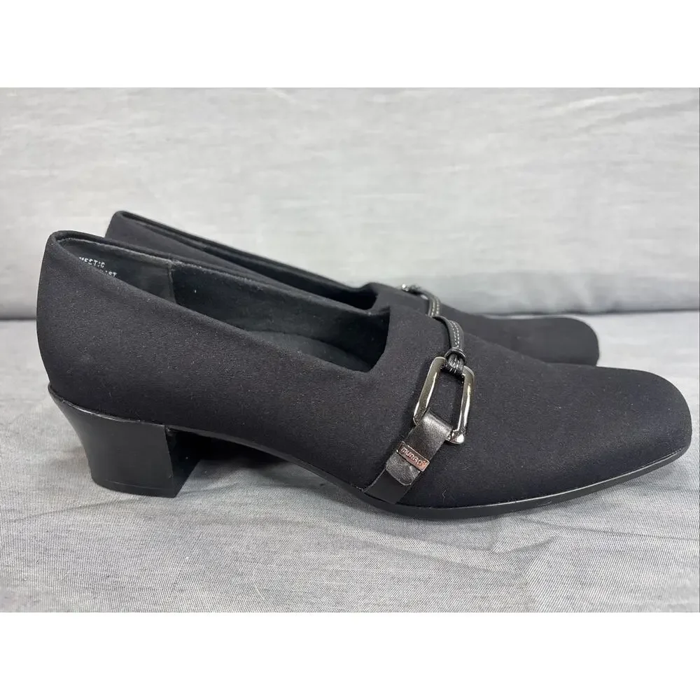 Munro American Cindi‎ Black Stretch Fabric Pumps Women’s Size 9 Mid Heel Dress